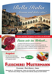 ENDERS Verkaufsförderungsaktion Italien Fleischerei Metzgerei Werbung Flyer Plakat