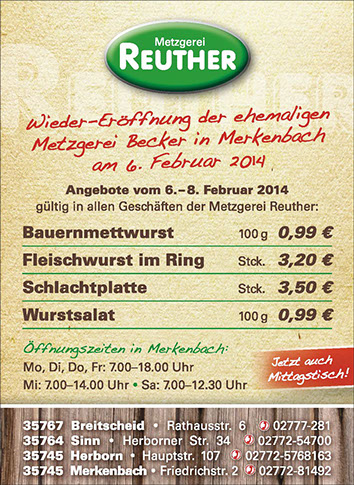 Fleischerei Metzgerei Anzeige Gestaltung