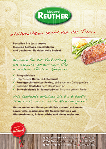 Fleischerei Weihnachten Flyer