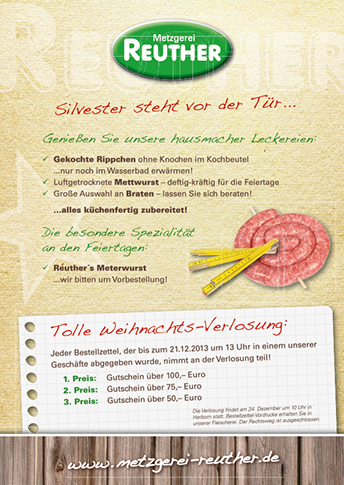 Fleischerei Weihnachten Handzettel